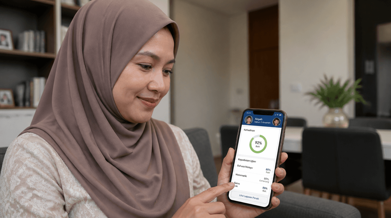 Paparan markah dan kehadiran dalam app