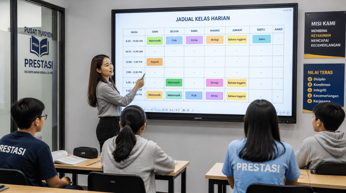 Sistem jadual digital menunjukkan ketersediaan bilik