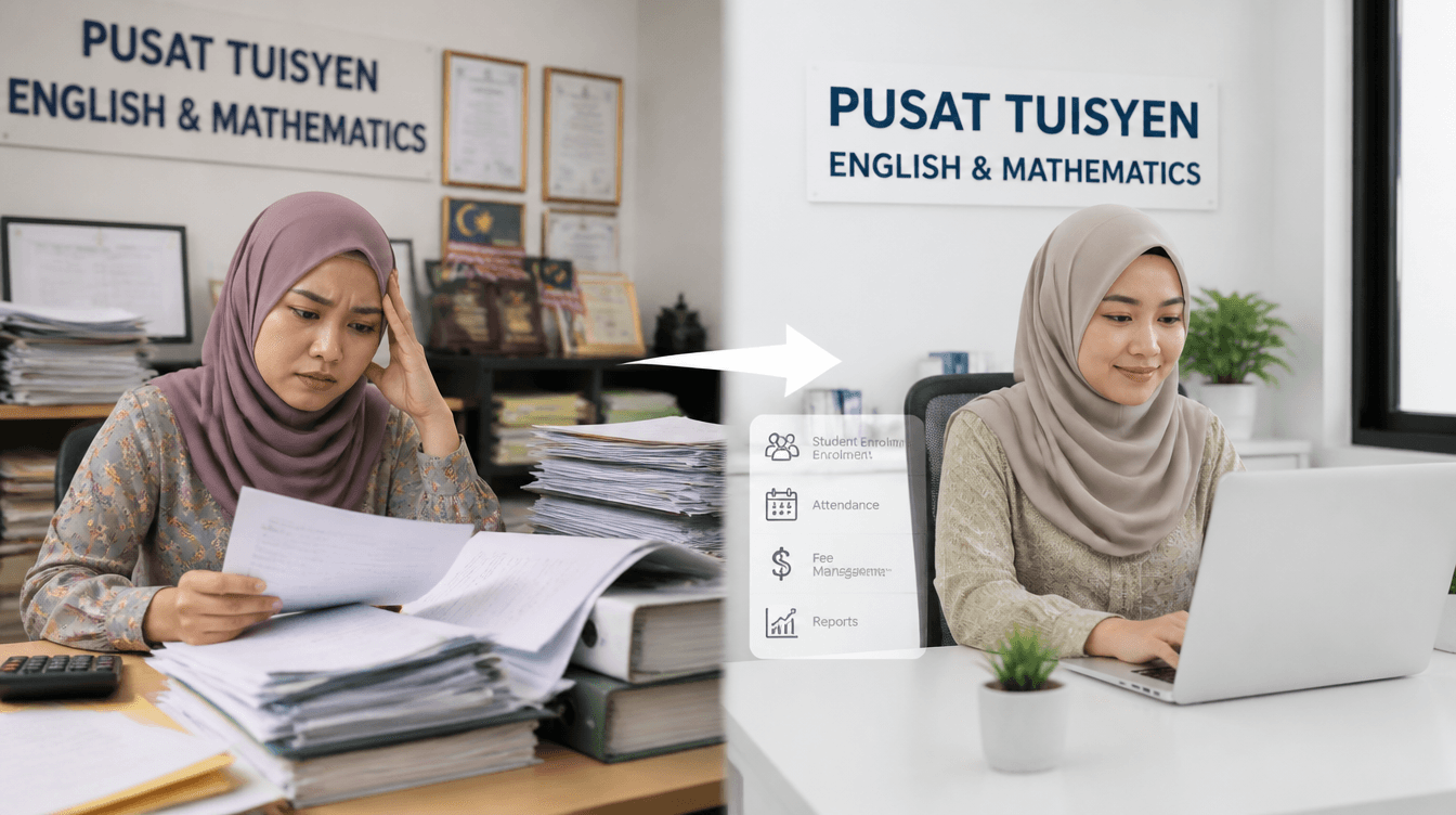 Dashboard moden pengurusan pusat tuisyen